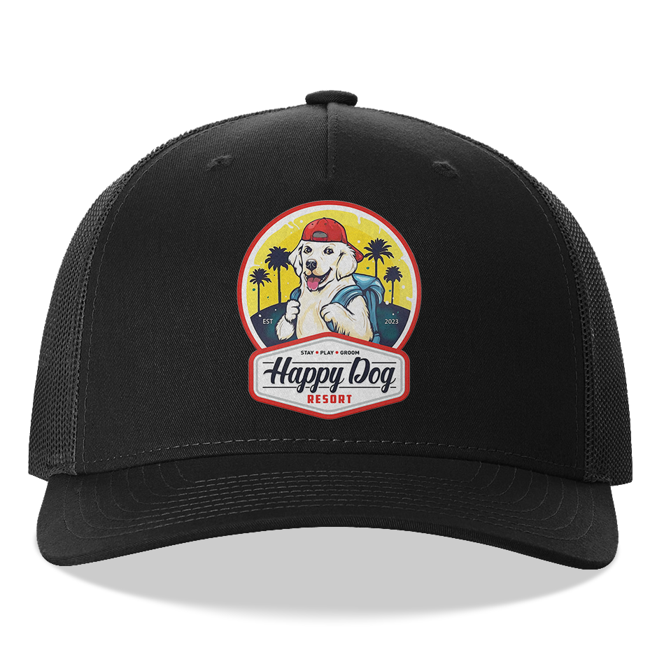 Happy Dog Black Trucker Hat - 112FP