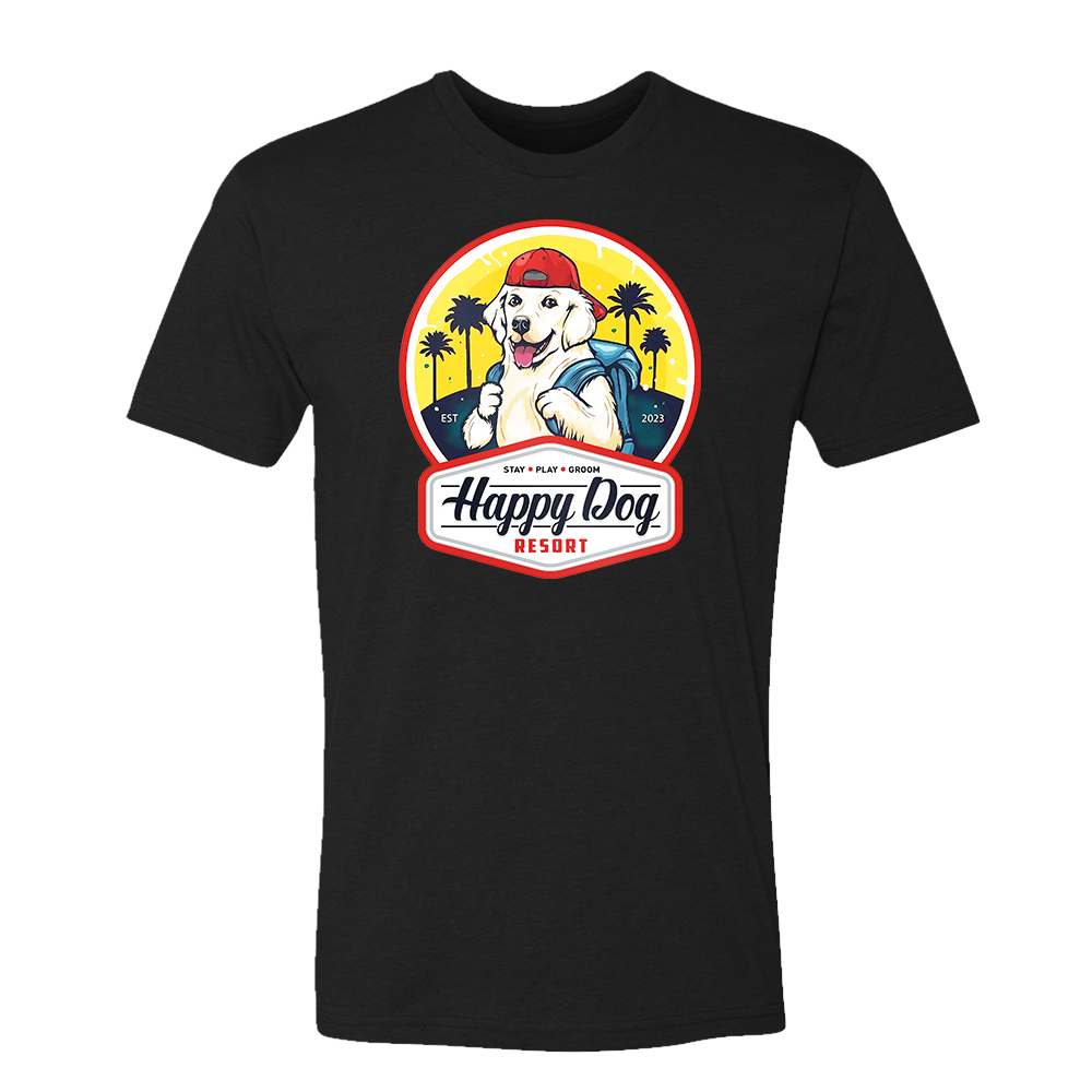 Happy Dog "Quotes" Black T-Shirt - Multiple Fun Quotes