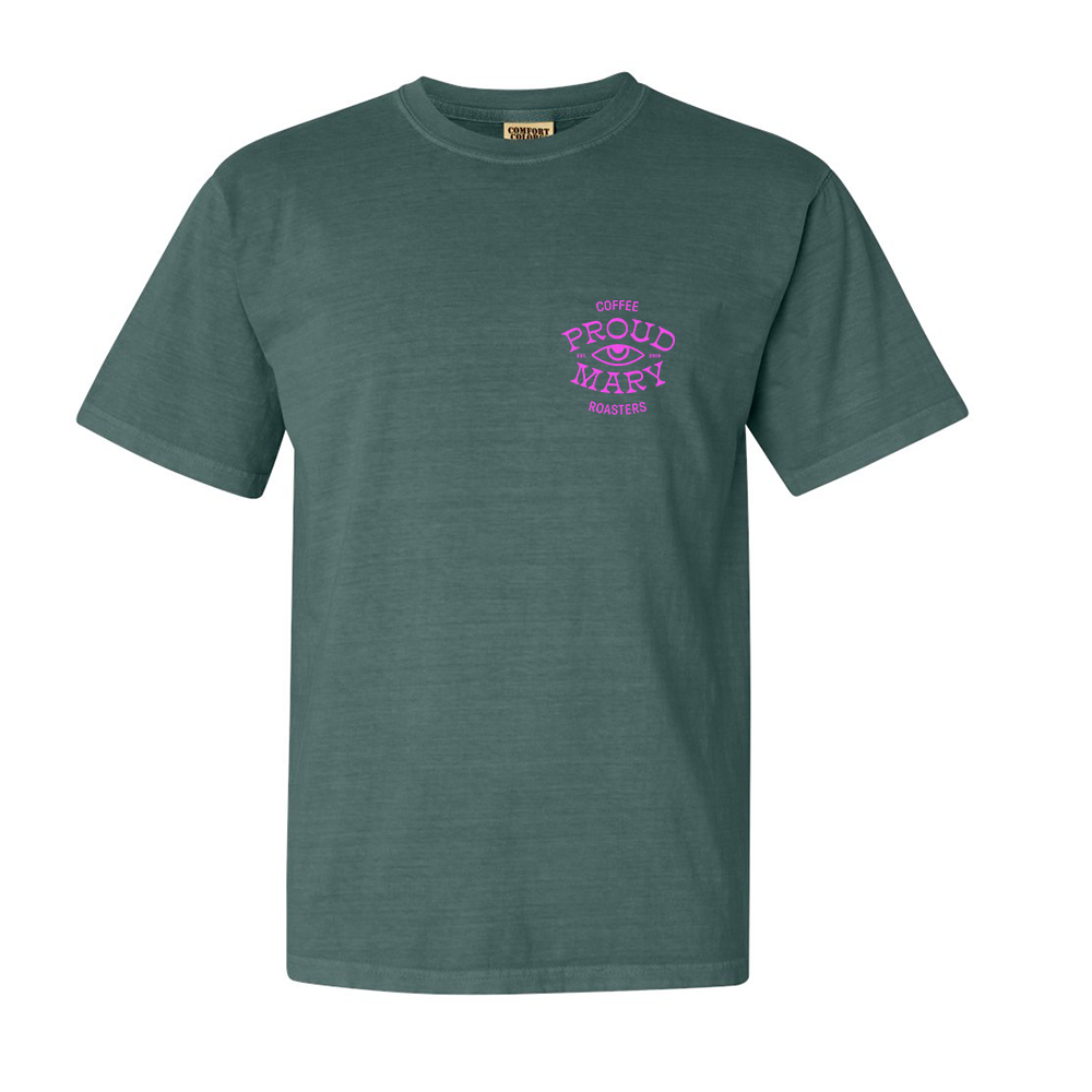 Proud Mary Coffee Branded Blue Spruce T-Shirt - MakeMeTees